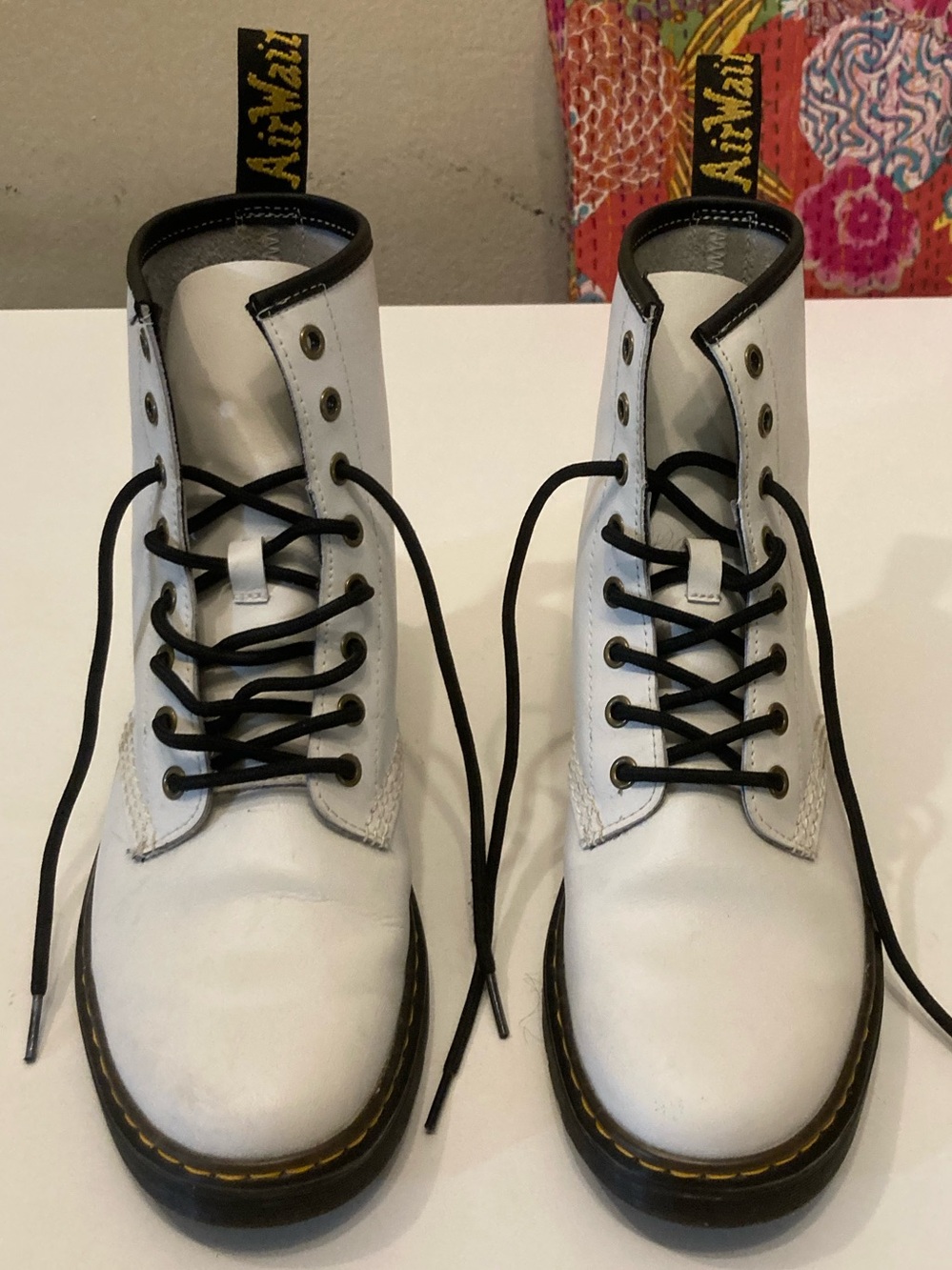 Dr. Martens White Leather Zavala Boots Size 8